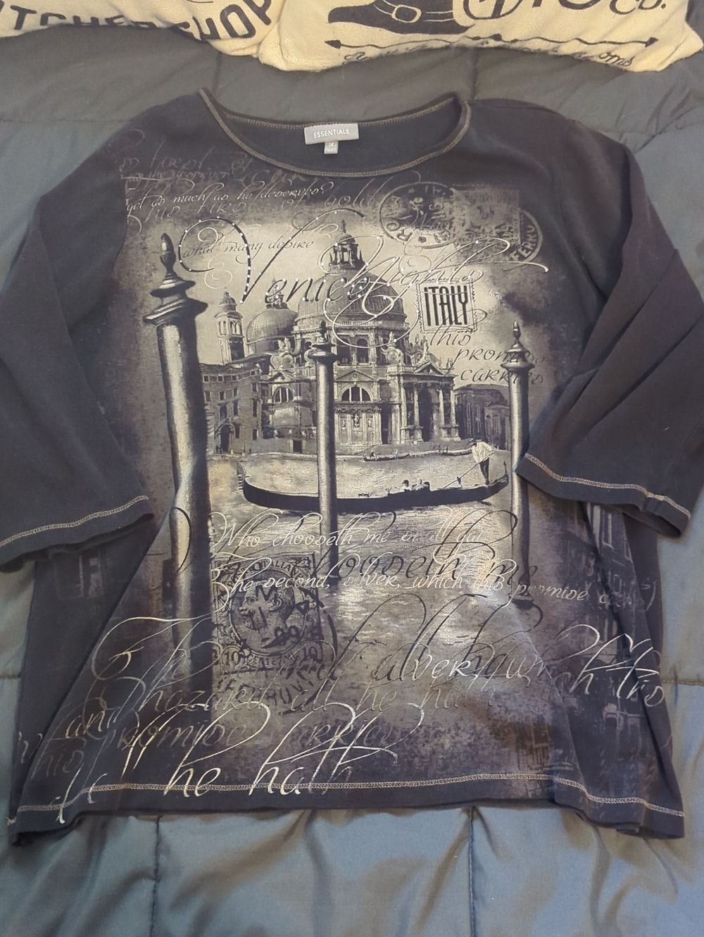 Rare Essentials Venice Scenic Italia Graphic Tee - Charcoal